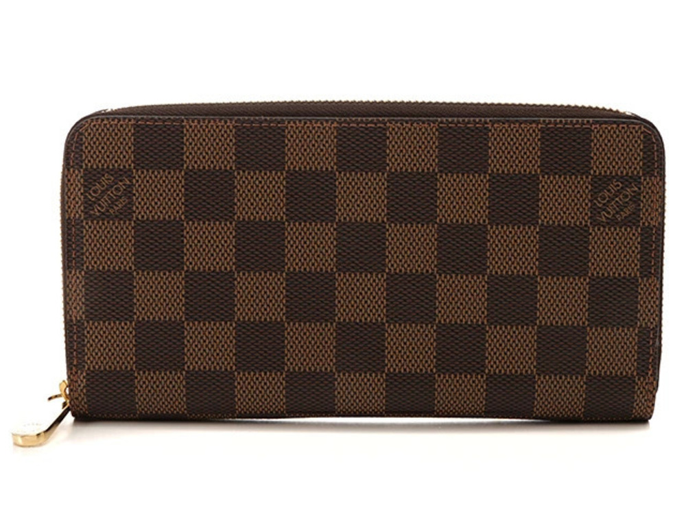 LOUIS VUITTON Zippy Wallet Damier Ebene Brown Round Zipper Long